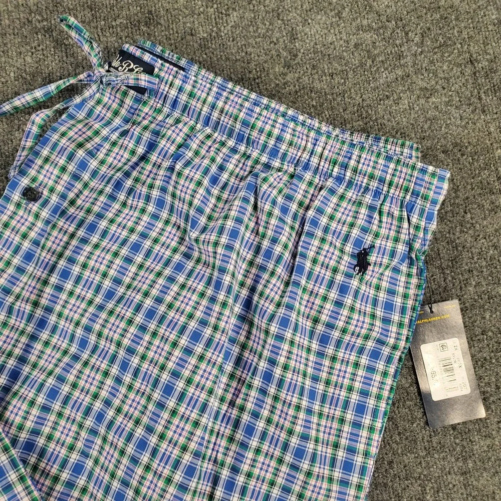 Polo Ralph Lauren Pajama Pants Mens 2X RY27RX Blue Plaid NEW